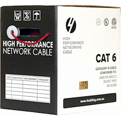 4Cabling Cat6 Ethernet 305m Cable Reel Box. Solid Conductor. Red