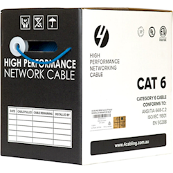 4Cabling Cat6 Ethernet 305m Cable Reel Box. Solid Conductor. Blue