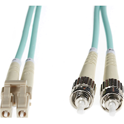 4Cabling 15m LC-ST OM4 Multimode Fibre Optic Cable: Aqua