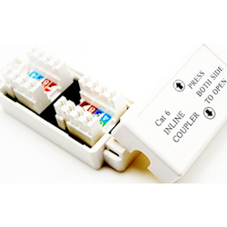 4Cabling Cat 6 Inline Coupler Punch Down: White