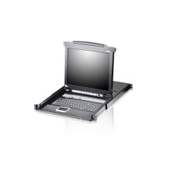 Aten 8-Port Rackmount USB-PS/2 Single Rail Slideaway 17' LCD KVMP Switch with USB Hub and D/Chain