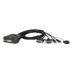 Aten Petite 2-Port USB DVI-D KVM Switch with Remote Port Selector 1.2m Cables Built In