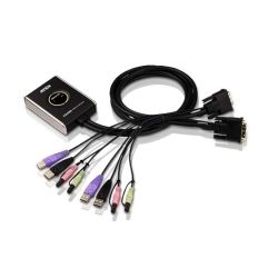 Aten Petite 2-Port USB DVI KVM Switch with Audio and Remote Port Selector 1.2m Cables Built In