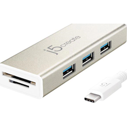 J5create JCH347 USB-C 3-Port USB-A Hub with SD Micro SD Card reader