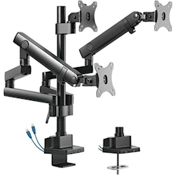 Brateck Triple Monitor Aluminum Slim Pole Held Mechanical Spring Monitor Arm