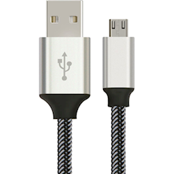 Astrotek 2m Micro USB Data Sync Charger Cable Cord Silver White Colour for Samsung HTC Motorola Nokia Kndle Android Phone Tablet and Devices