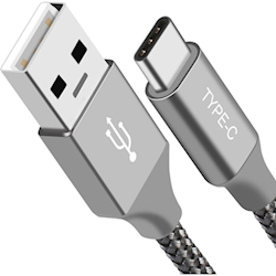 Astrotek 1m USB-C 3.1 Type-C Data Sync Charger Cable SilverStrong Braided Heavy Duty Fast Charging for Samsung Galaxy Note 8 S8 Plus LG Google Macbook