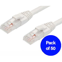 4Cabling 1m Cat6 RJ45-RJ45 Pack of 50 Ethernet Network Cable. White