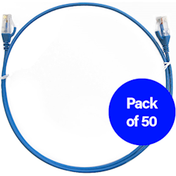 4Cabling 0.25m Cat6 Ultra Thin LSZH Pack of 50 Ethernet Network Cable. Blue