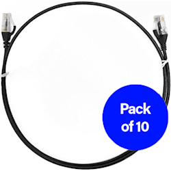 4Cabling 0.5m Cat6 Ultra Thin LSZH Pack of 10 Ethernet Network Cable. Black