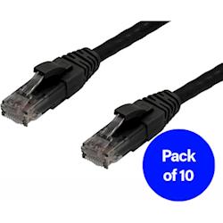 4Cabling 0.25m Cat6 RJ45-RJ45 Pack of 10 Ethernet Network Cable. Black