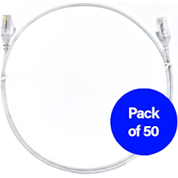 4Cabling 2m Cat6 Ultra Thin LSZH Pack of 50 Ethernet Network Cable. White
