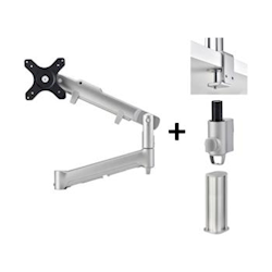 Atdec AWM Dual Monitor Mount solution on a 135mm Post F Clamp Silver