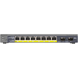 NETGEAR ProSafe 8-Port PoE Gigabit Smart Switch With Eight 10/100/1000 Mbps ports and PoE 46W PoE budget Two hot-swappable Small