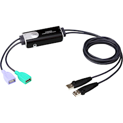 Aten 2 Port USB Boundless Cable KM Switch allows Single USB Keyboard and Mouse to control 2 computers