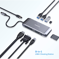mbeat Elite X9 9-in-1 Multifunction USB-C Docking Station HDMI VGA USB-C PD USB 3.0 x 3