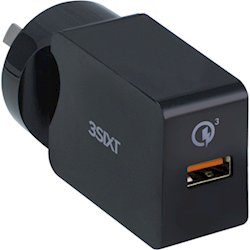 3Sixt USB AC Charger Quick Charge 3.0 Black