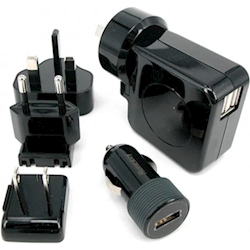 Huntkey TravelMate Multi Plugs USB Wall Charger Adapter 4.2 A US UK EU AU Plugs with Car Charger (D204)