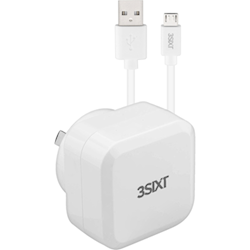 3Sixt Wall Charger AU 5.4A Micro USB Cable 1m White