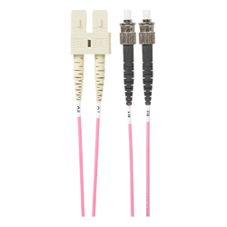 4Cabling 1m SC-ST OM4 Multimode Fibre Optic Cable: Salmon Pink