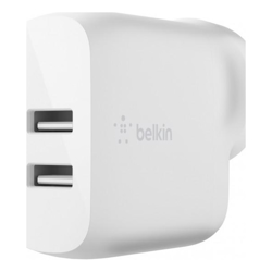 Belkin 2 PORT WALL CHARGER 12W USB-A (2) BOOST Charge WHITE 2YR WTY WITH $2500 CEW