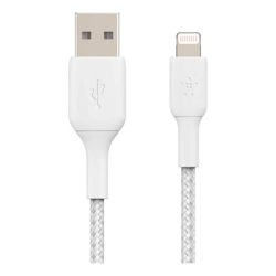 Belkin 2M USB-A TO LIGHTNING CHARGE/SYNC CABLE BRAIDED MFi BLK 2 YR WTY