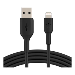 Belkin 3M USB-A TO LIGHTNING CHARGE/SYNC CABLE MFi BLACK 1 YR WTY