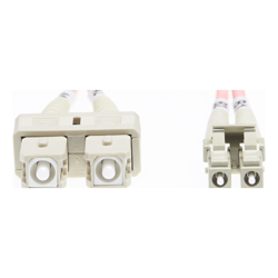 4Cabling 1.5m LC-SC OM4 Multimode Fibre Optic Cable: 2mm Oversleeving Salmon Pink