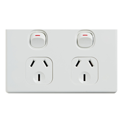 4Cabling 4C | Elegant Double Power Point 250V 10A Horizontal
