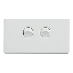 4Cabling 4C | Elegant Wall Switch 2 Gang 250V 16A Horizontal