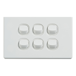 4Cabling 4C | Elegant Wall Switch 6 Gang 250V 16A Horizontal