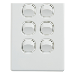 4Cabling 4C | Elegant Wall Switch 6 Gang 250V 16A Vertical