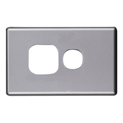 4Cabling 4C | Elegant Single GPO Aluminium Plate Horizontal Silver Matte