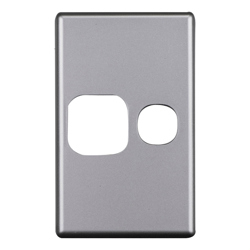 4Cabling 4C | Elegant Single GPO Aluminium Plate Vertical Silver Matte