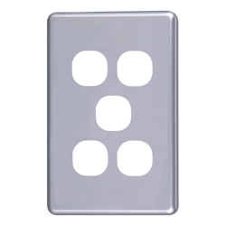 4Cabling 4C | Classic 5 Gang Switch Cover  Silver
