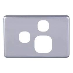 4Cabling 4C | Classic Single Power Point with Extra Switch Cover Plate Horizontal Silver