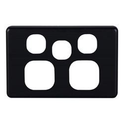 4Cabling 4C | Classic Double Power Point with Extra Switch Cover Plate  Black