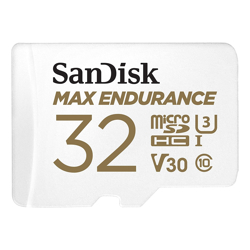 SanDisk Max Endurance Microsdhc Card SQQVR 32G (15 000 HRS) UHS-I C10 U3 V30 100MB/S R 40MB/S W SD Adaptor SDSQQVR-032G-GN6IA
