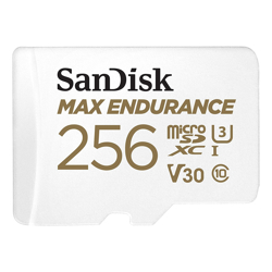 SanDisk Max Endurance Microsdxc Card SQQVR 256G (120 000 HRS) UHS-I C10 U3 V30 100MB/S R 40MB/S W SD Adaptor SDSQQVR-256G-GN6IA