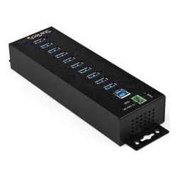 StarTech 10-Port Industrial USB 3.0 Hub with External Power Adapter ESD &amp;amp;amp; 350W Surge Protection (HB30A10AME)