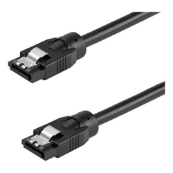 StarTech 12 Inch (30cm) Round SATA Cable Latching Connectors 6Gbs SATA Data Cord SATA Hard Drive Power Cable Black (SATRD30CM)