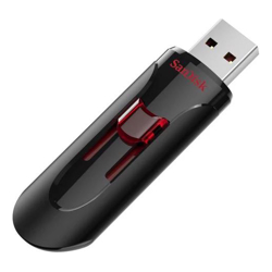 SanDisk Cruzer Glide 3.0 USB Flash Drive CZ600 64GB USB3.0 Black with red slider retractable design 5Y