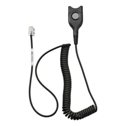 Sennheiser Standard Bottom cable: EasyDisconnect to Modular Plug Coiled cable code 01 for direct connection to most phones.