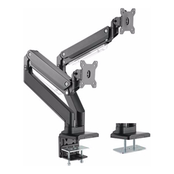 Brateck Dual Monitors Aluminum Heavy-Duty Gas Spring Monitor Arm Fit Most 17-35 Monitors Up to 15kg per screen VESA 75x75/100x100