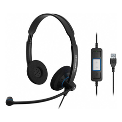 Sennheiser SC60 Binaural Wideband Office headset integrated call control USB connect Activegard protection large ear pad noise cancel mic 2 yr