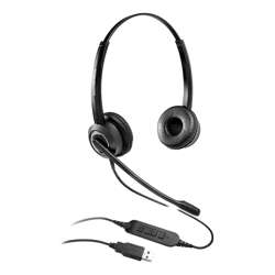 Grandstream GUV3000 Dual Ear USB Headset Noise Canceling Microphone HD Audio 2m USB Cable Suits Teams Zoom 3CX Inline Controls