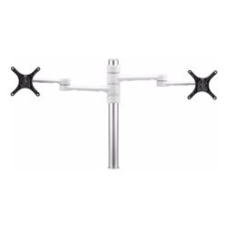 Atdec Articulated Dual Monitor Arm Fits Up to 2x 27&amp;amp;quot; Monitors Landscape 8kg Max Load Each Bolt Through  F-Clamp Fixing White 10 Year Warranty