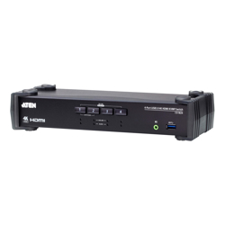 Aten 4 Port USB 3.0 4K HDMI KVMP Switch Video DynaSync Support HDMI 2.0 4K@60Hz switching via RS-232 4 HDMI USB KVM Cables