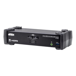 Aten 2 Port USB 3.0 4K HDMI KVMP Switch Video DynaSync Support HDMI 2.0 4K@60Hz switching via RS-232 hotkeys 2 HDMI USB KVM Cables
