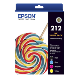 Epson 212 Std Value Pack XP-4100 XP-3105 XP-3100 XP-2100 WF-2850 WF-2830 WF-2810